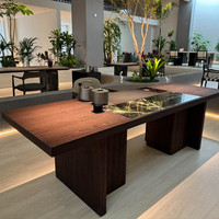 Nouvelle table à thé en bois de noyer noir de style chinois, table à thé en bois massif avec dalle de granit haut de gamme, adaptée au salon, à un usage domestique