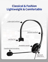 Headphone game usb mikrofon, Headphone Mono profesional, mikrofon, pusat panggilan, earphone bisnis pc gamer, headset berkabel mikrofon