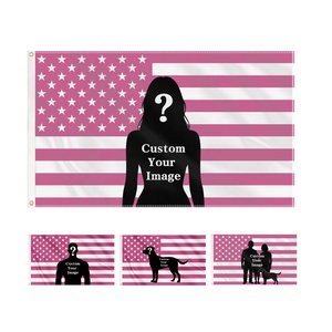 Bandera Personalizada con Foto, Bandera Americana Rosa de 3x5 pies, Bandera para Exteriores con Texto e Imagen Personalizados, con Ojales - Product Image 1
