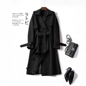 Manteau long trench-coat pour femme, kaki, coupe ample, ceinturé, longueur genou, printemps automne, style décontracté européen américain - Product Image 2