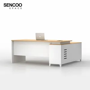 आधुनिक कार्यालय फर्नीचर एल आकार की डिजाइन लकड़ी 1.8 मीटर लंबी बॉस कार्यकारी डेस्क