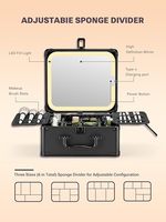 Diviseurs Réglables Maquillage Train Case avec Miroir Éclairé Noir Magnétique LED Cosmétique Organisateur Boîte de Maquillage