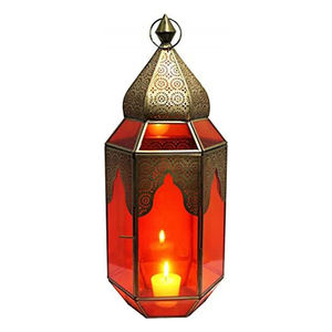 Linterna de vela marroquí de nuevo diseño 2025, decoración colgante de hierro dorado antiguo para bodas, hecha de Metal - Product Image 1