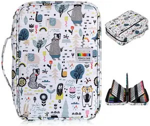 Colored Pencil Case 220 Slots Pen Pencil Bag Organizer with Handy Wrap Portable