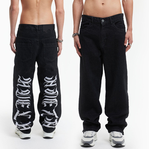KingSen OEM Custom Men's High Quality Embroidered Wide Leg Baggy Jeans Washed Heavyweight Cotton Denim Y2K Streetwear <b>Pants</b> - Product Image 1