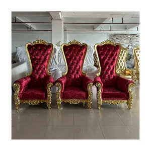 रेड क्वीन सिंहासन कुर्सी बारोक सिंहासन कुर्सी क्वीन हाई बैक इन रेड वेलवेट रीगल क्रिसमस सिंहासन कुर्सियां