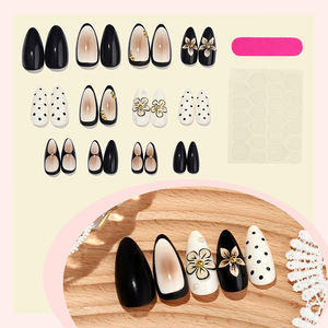 热销可穿戴指甲 3D 可拆卸花卉设计时尚美甲套装 24 件全罩式按压式指甲批发 - Product Image 2