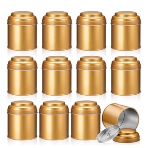 Barattolo in Latta Sigillato a Doppio Coperchio Ecologico per Tè Sfuso, Sacchetti di Tè, Caffè, Zucchero, Caramelle, Spezie, Alimenti per Bambini - Contenitore Rotondo - Product Image 1