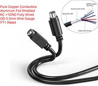 Kabel tembaga PS/2 kabel ekstensi, Mini Din 6pin kabel pria ke wanita untuk komputer PC Keyboard/Mouse
