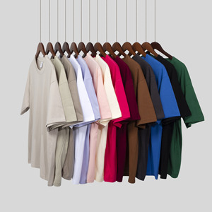 Áo thun cotton 100% chất lượng cao, số lượng đặt hàng tối thiểu thấp, 220gsm, áo thun trơn dáng rộng, in kỹ thuật số tùy chỉnh, áo thun nam trơn - Product Image 1