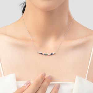 Vintage Neck <strong>Chain</strong> for Women Fine Jewelry 925 Sterling <strong>Silver</strong> Exquisite Elegant <strong>Long</strong> Summer Color Pendant Necklace - Product Image 2