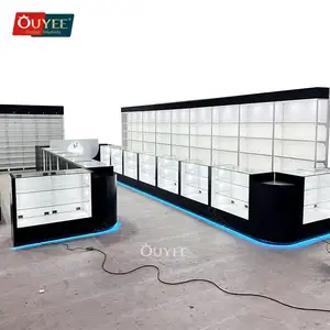 Ouyee发光二极管灯香烟木质展示架玻璃商店展示柜烟店用品玻璃烟草展示架