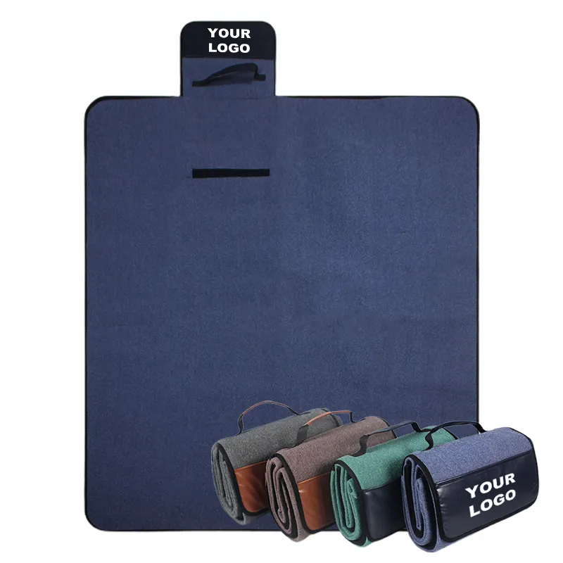 Promotion faire connaître l'environnement en gros Logo personnalisé imperméable Camping tapis pique-nique voyage couverture polaire pour toutes les couleurs