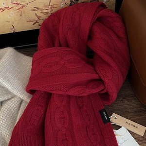 Écharpe pour femme <span class=keywords><strong>en</strong></span> <span class=keywords><strong>laine</strong></span> australienne 100% premium, écharpe d'hiver classique <span class=keywords><strong>en</strong></span> tricot torsadé, écharpe rétro rouge Ancona de style britannique, chauffe-<span class=keywords><strong>cou</strong></span> chaud - Product Image 3