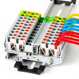 Fast Wiring Connector DIN Rail Terminal Block PT4-QUATTRO Gray Spring Connection Push In Conductors Wire Connector