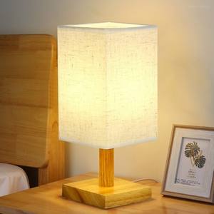 Nordic Solid Wood Cloth Style Hotel Desk <b>Lamp</b> with Metal Lampshade Electric LED Night Light USB <b>Charging</b> Bedside <b>Lamp</b> - Product Image 3