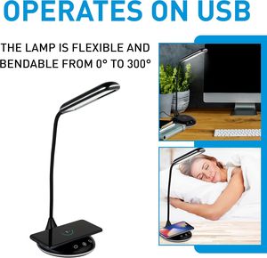 Lámpara de Lectura LED con Cargador Inalámbrico de 15W, Lámpara de Escritorio con Cuello de Cisne, Luz Ajustable, Control Táctil, Ideal para Oficina - Product Image 5