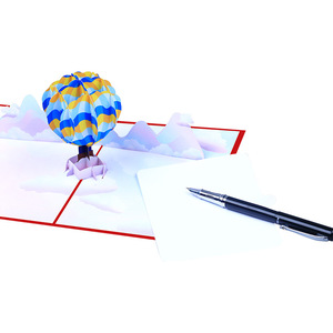 Tarjeta de Felicitación Hecha a Mano con Diseño de Globo Aerostático <span class=keywords><strong>en</strong></span> Papel Tallado <span class=keywords><strong>en</strong></span> 3D, Tarjeta de Recuerdo - Product Image 4