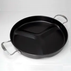 Frigideira de ferro de 30cm, frigideira com 3 divisões e frigideira de 25cm com 2 divisões, conjunto de panelas de cozinha