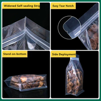 Sachets refermables portables de qualité alimentaire, résistants à l'humidité, pour aliments pour animaux de compagnie, avec fermeture éclair, fond plat, transparents givrés
