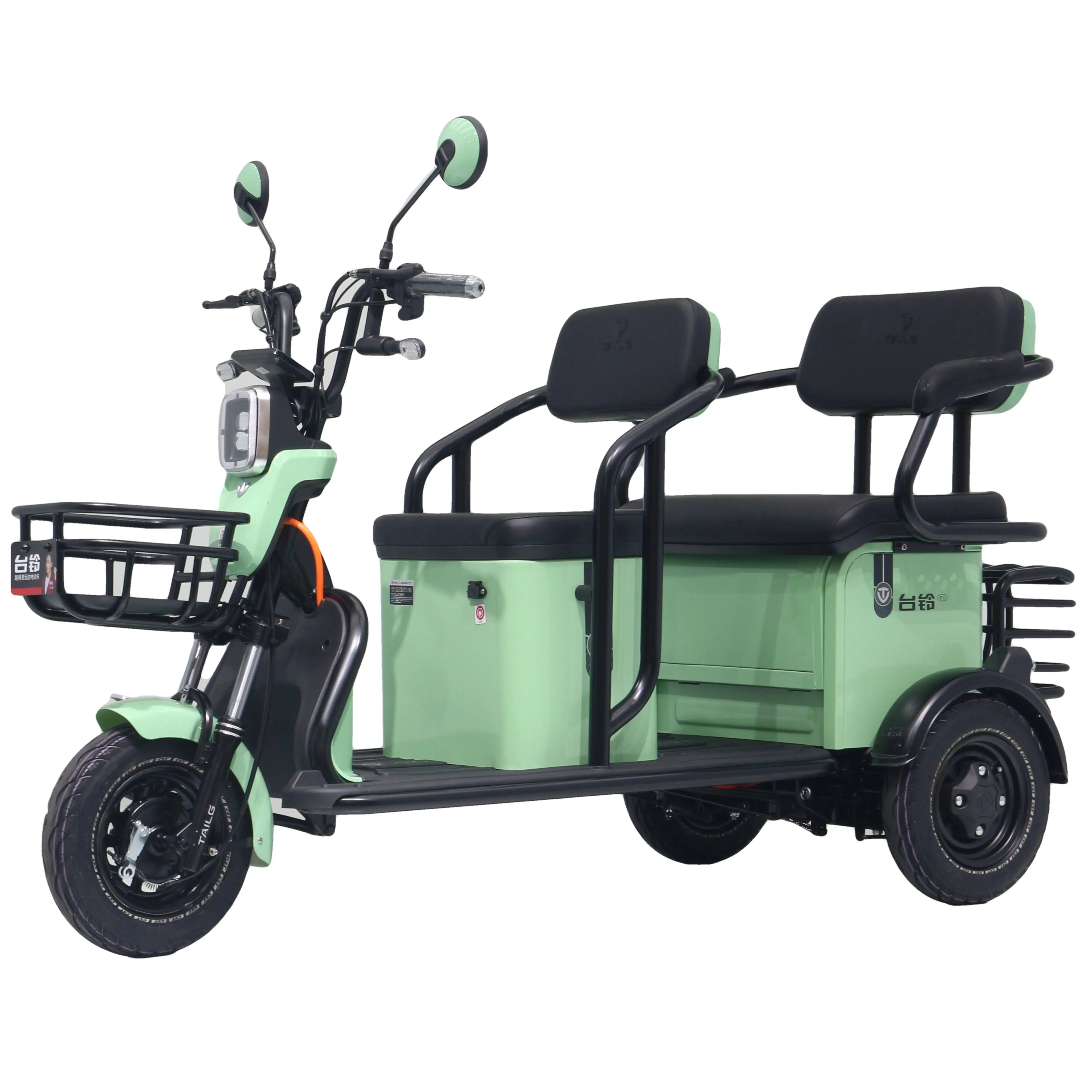 Tailg grosir sepeda motor roda tiga listrik, sepeda motor lemak EV 60V 500W untuk 3 penumpang