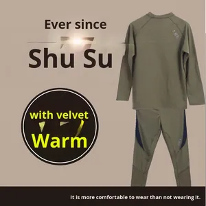 Set di biancheria intima termica aderente a manica lunga a manica lunga da <span class=keywords><strong>uomo</strong></span> Ultra leggera e confortevole in pile 100% Anti-batterico invernale - Product Image 2