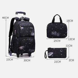 Factory Customized Children <strong>Wheels</strong> Rolling <strong>Backpack</strong> Kids 3 in 1 Trolley Lunch Bag Toddler School Bag Set for Boys - Product Image 2