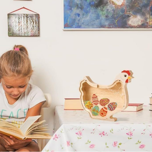 Salvadanaio in legno a forma di gallina - Product Image 4