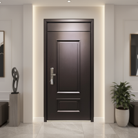 Porte d'entrée extérieure moderne haut de gamme en métal noir français, anti-effraction, certifiée CE, pour hôtel, villa, cour, résistante au feu