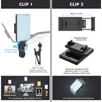 60 LED 2200mAh téléphone portable rechargeable 7 Modes luminosité à 10 niveaux Portable Clip on Light Makeup video TikTok Video Fill Light