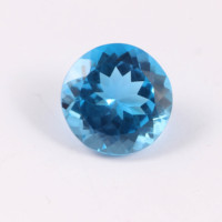 Topaze bleue naturelle, 12 mm, taille brillant ronde, pierre précieuse en vrac, 11,25 carats, iridescence, pour la fabrication de bijoux