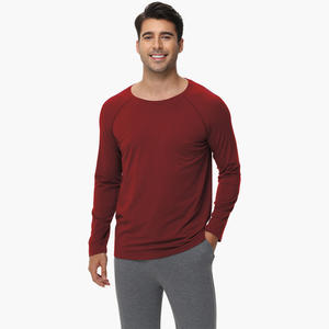T-shirt confortable en bambou pour homme, col rond, manches longues, sous-vêtements et vêtements de détente personnalisés pour homme - Product Image 1