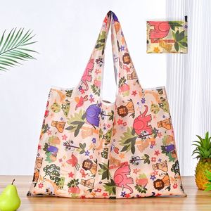 Customizable Expandable Folding Large Size <b>Tote</b> Bag Reusable Ripstop Foldable Polyester <b>Nylon</b> Shopping Bag Custom Logo Pattern - Product Image 3