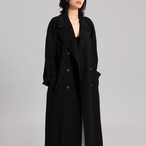 Cappotto <span class=keywords><strong>Classico</strong></span> Invernale da <span class=keywords><strong>Donna</strong></span> di Marca <span class=keywords><strong>Trench</strong></span> alla Moda Giacca a Doppio Petto Lunga Nera per <span class=keywords><strong>Donna</strong></span> - Product Image 2