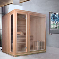 Ruang sauna kering dalam ruangan rumah tradisional Finlandia dengan kompor dan batu ruang sauna uap pribadi ruang sauna Kombo sauna
