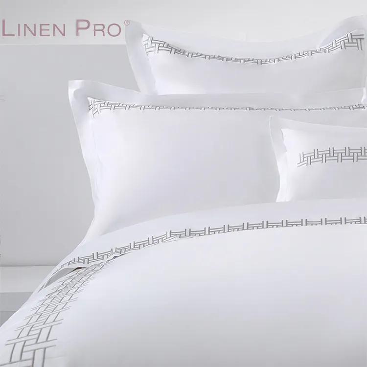 LINENPRO yüksek kaliteli otel % 100% pamuklu yatak çarşafı s yatak yerleşimi özel LOGO büyük yatak çarşafı
