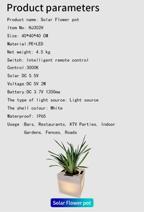 Vaso da Fiori LED Solare RGB Luminoso in Plastica Quadrata per Illuminazione Esterna di Giardini, Cortili e Ville - Product Image 4