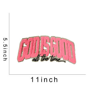 All'ingrosso ciniglia lettere patch di ferro sulla ragazza colorata delle donne della scuola <span class=keywords><strong>grande</strong></span> dio è buona lettera ciniglia toppe per felpe con cappuccio - Product Image 5