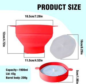 Bol à Popcorn Pliable en Silicone Rouge – Contenant Alimentaire Sûr pour Snacks - Product Image 5