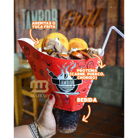 Gobelet à collation 2-en-1 personnalisé, nouveau design tendance, pour frites et poulet frit, avec support supérieur à une main, pour la restauration rapide de rue