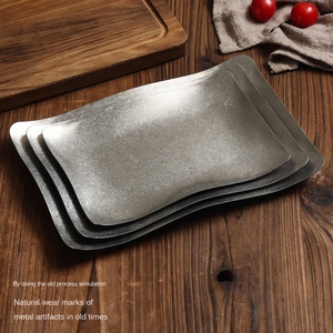 Modern Stainless Steel Rectangular Dish <strong>Plate</strong> <strong>Creative</strong> Golden Barbecue <strong>Plate</strong> for Party - Product Image 2