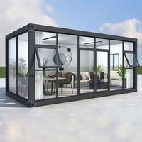 Casa Contenedor Modular Transpirable con Vidrio y Ventanas, Diseño Moderno para Oficina, Villa, Taller, Cafetería