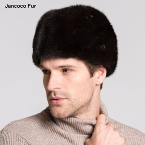 Nuovo cappello Casual in pelliccia di visone <span class=keywords><strong>russo</strong></span> caldo invernale nero per uomo - Product Image 4