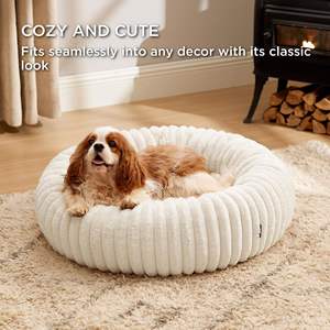 Nouveau lit pour chien en forme de beignet en fourrure, luxueux, confortable, rond, lavable, coussin chaud pour animaux de compagnie - Product Image 4