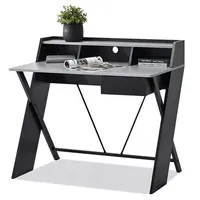Bureau d'Ordinateur Simple avec Tiroirs et Étagères de Rangement pour Bureau à Domicile, Table d'Étude en Bois et Acier pour Ordinateur