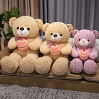 Grand jouet en peluche pour anniversaire ours en peluche avec gâteau poupée chapeau d'anniversaire doux peluche joyeux anniversaire ours en peluche