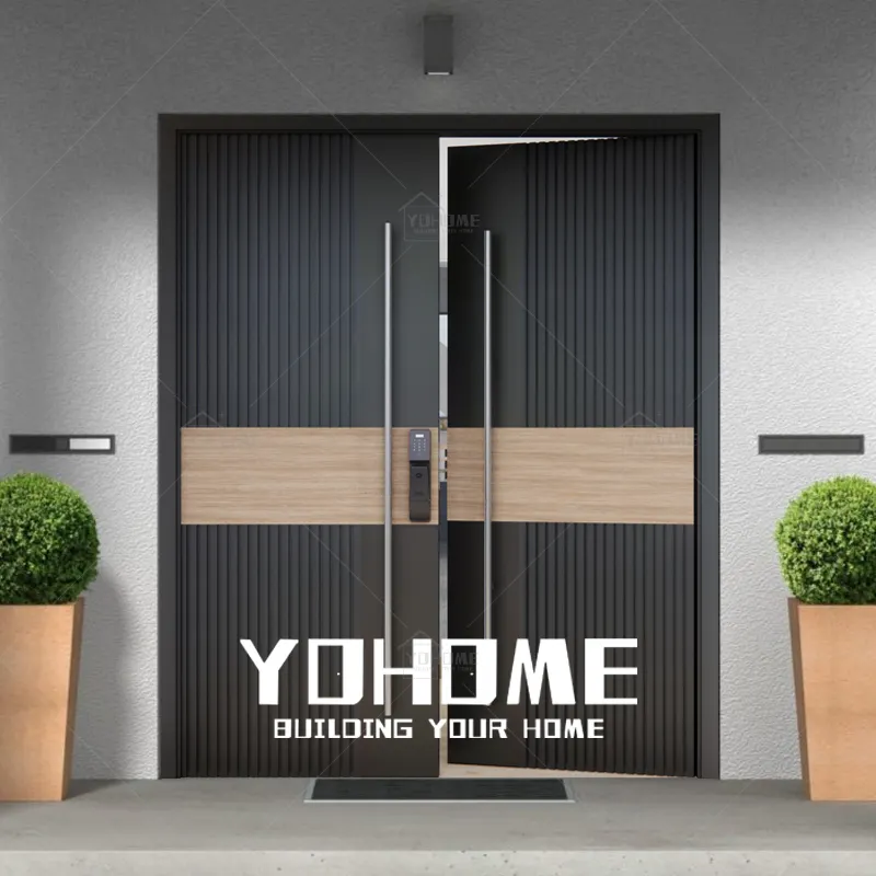 Manoir américain turc porte double battant porte extérieure portes d'entrée pour maisons moderne métal porte d'entrée double
