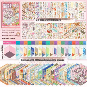 15 en 1 Miniature Scène Livres DIY Paysage Autocollants Empilés Vision Stéréoscopique Maisons Autocollants Décoratifs - Product Image 5