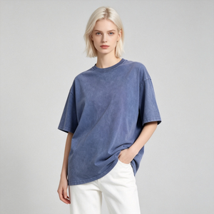 Camiseta Oversize de Algodón 100% con Hombros Anchos y Lavado Ácido para Hombre, Etiqueta Personalizada, Ajuste Holgado, Estilo Urbano Resistente - Product Image 1
