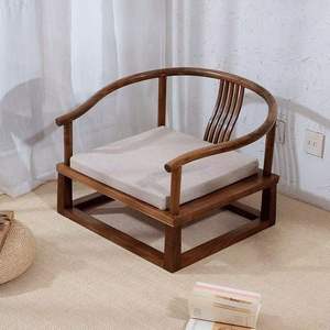 Chaise longue en bois massif couleur noyer, forme carrée avec accoudoirs, chaise de salon de thé de style chinois pour adultes - Product Image 3